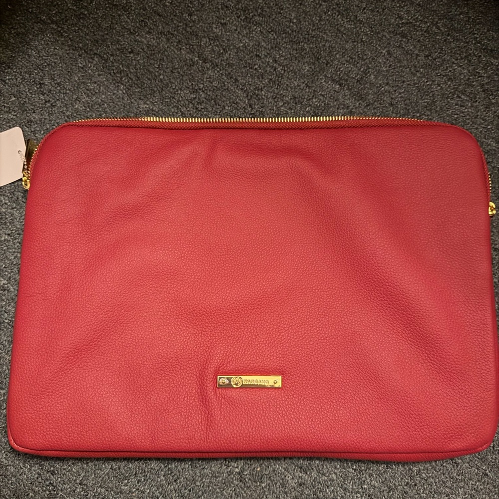 JOY MANGANO Red Laptop Sleeve with Gold Accents